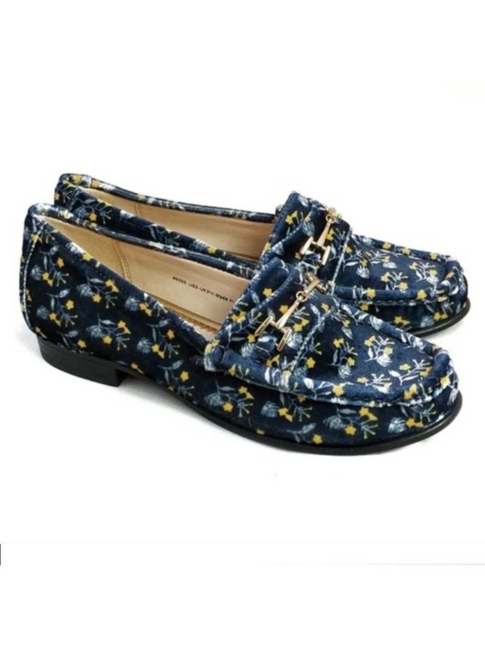 CAbi Carnaby Loafers Navy Floral Velvet Horsebit Flats Size 9 NIB New In Box - Picture 6 of 7
